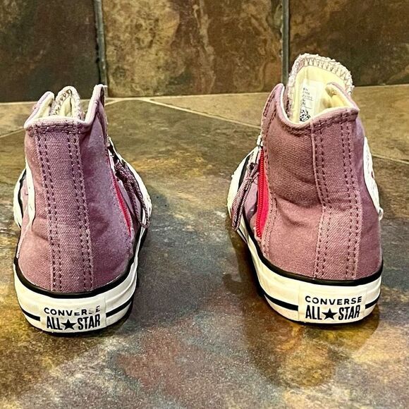 All Star Converse Girl’s Purple Chuck Taylor Zip High Tops 12.5 - Picture 5 of 13